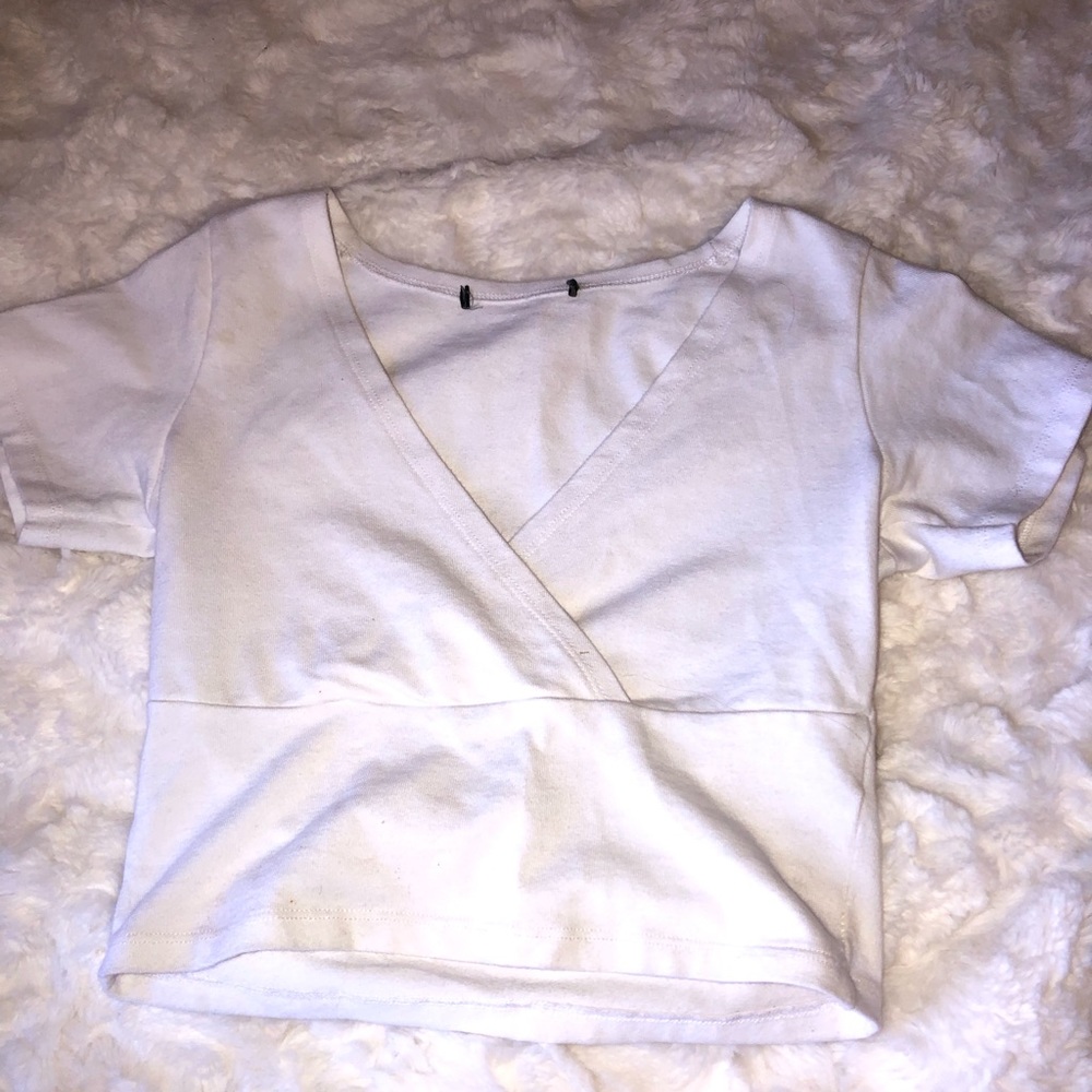 white, cropped crossover tee, from pacsun